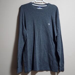 Polo Ralph Lauren embroidered  logo 100% cotton waffle knit grey crew sweat